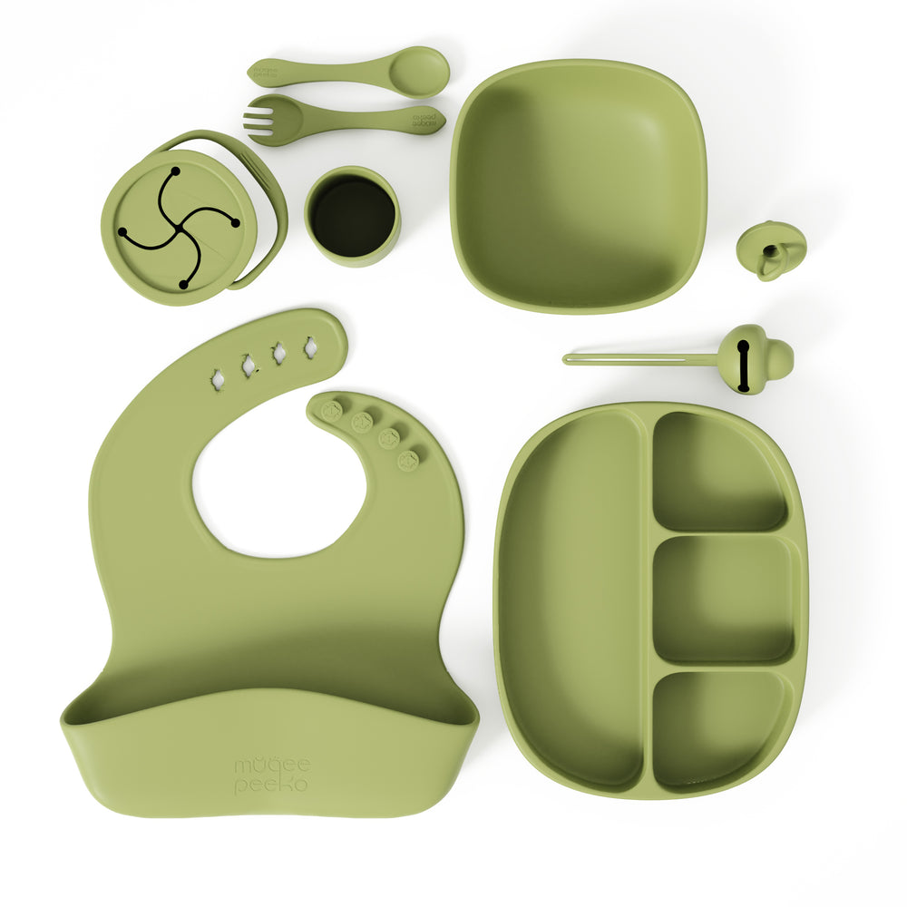 10-Piece Pea Pod Green Feeding Set - The Ultimate Led Weaning Collection