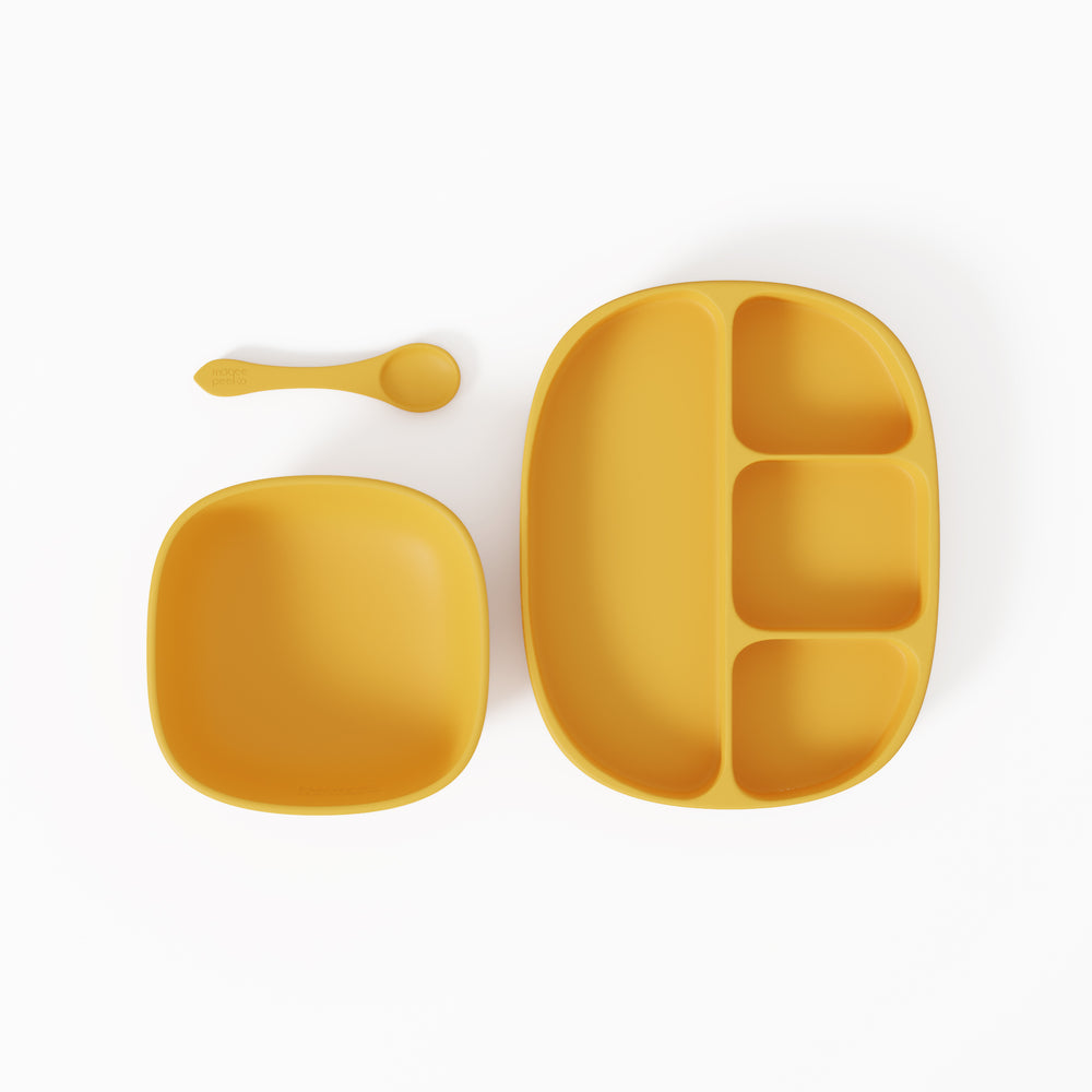 3-Piece Feeding Set in Honeycomb Yellow - The Ultimate Led Weaning Ensemble
