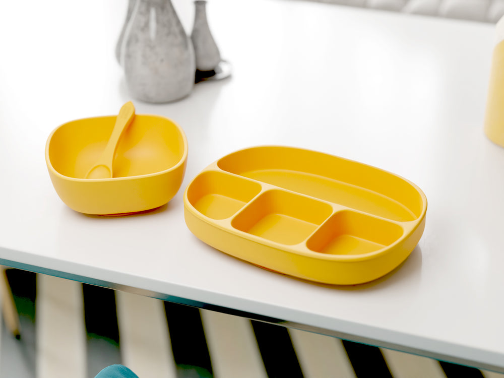 
                  
                    3-Piece Feeding Set in Honeycomb Yellow - The Ultimate Led Weaning Ensemble
                  
                